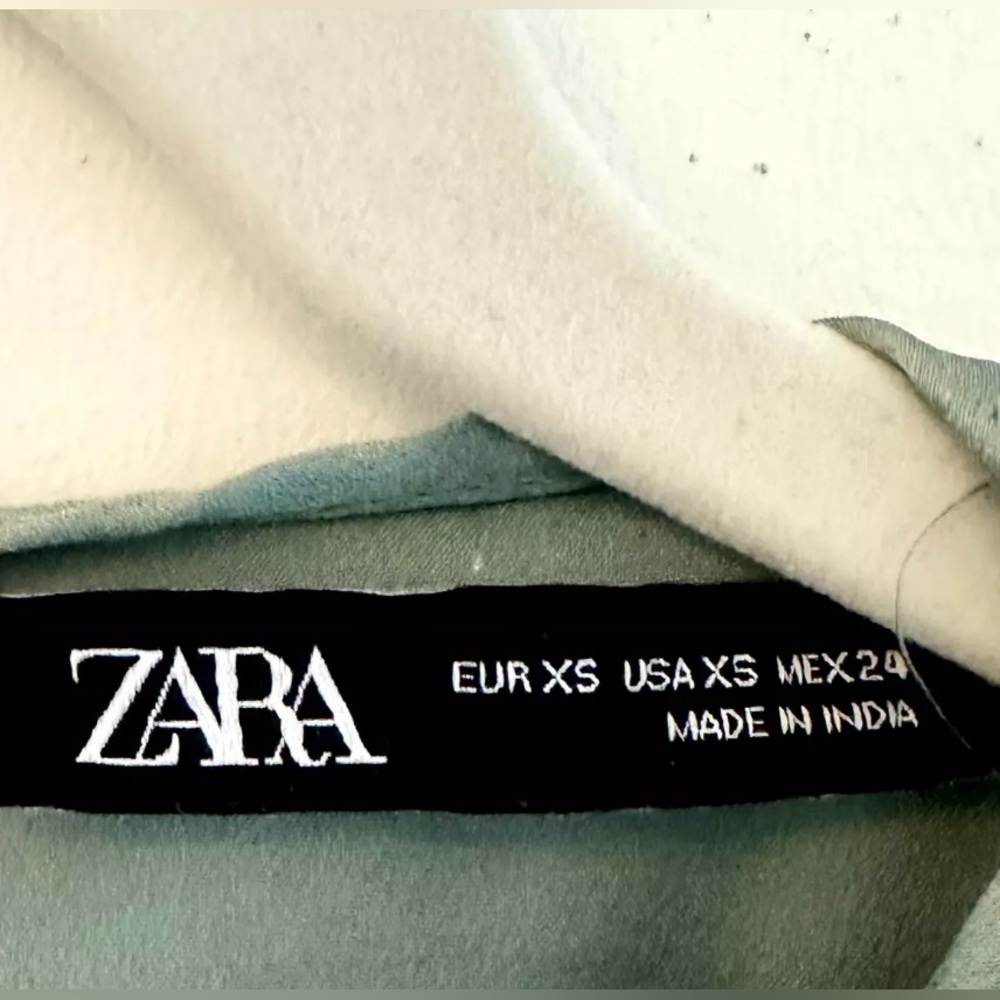 ZARA Women's Green Satin Tunic Dress Size XS - Picture 5 of 8